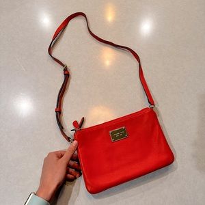 Authentic Michael Kors Y2K 3-zip crossbody bag in orange pebbled leather